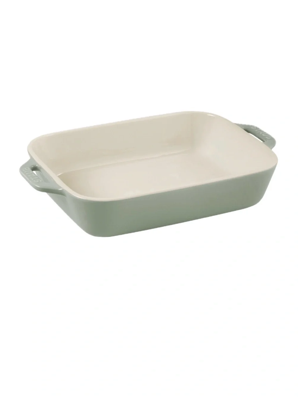 NWT Staub Cast Iron Round Cocotte & Rectangular Baking Dish in Eucalyptus Green